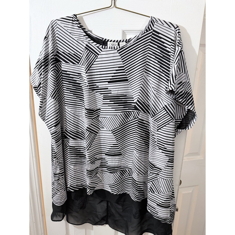 Catos Plus Size 22/24 Blouseβ Top Tunic Black White